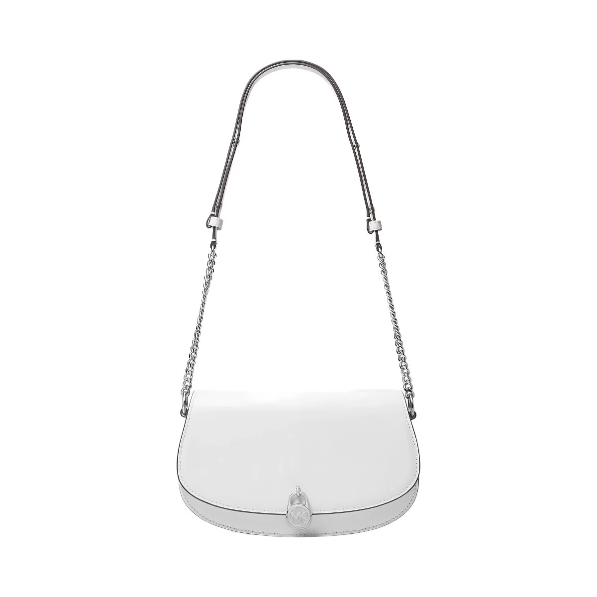 Michael Kors Mila Medium Leather Messenger Bag Optic White - HypeFly India View 1