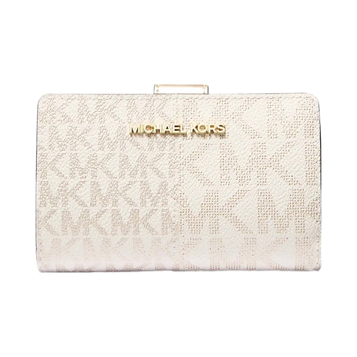 Michael Kors Jet Set Medium Metallic Logo Wallet Pale Gold - HypeFly India View 1