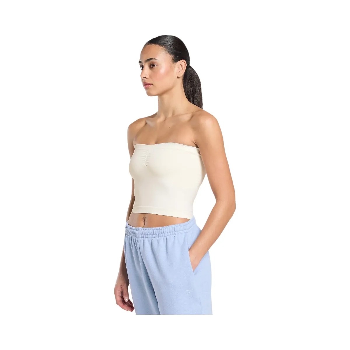 Gymshark Everyday Seamless Midi Tube Top - Soft White - HypeFly India View 3
