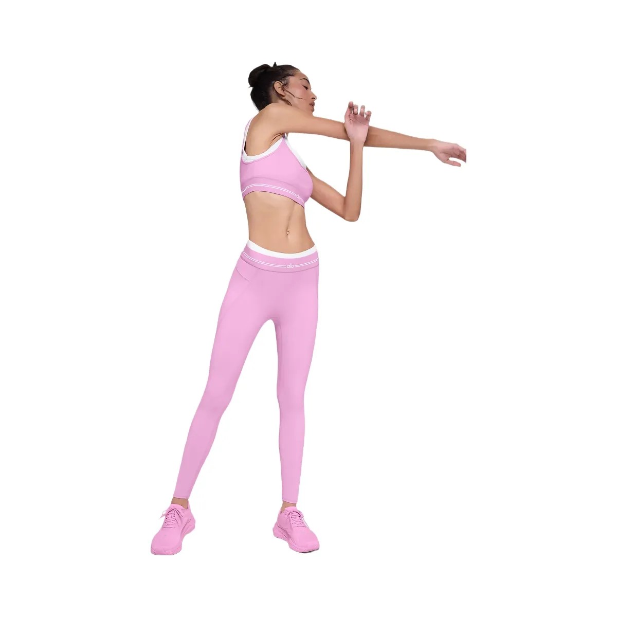 Alo Women's Airbrush High-Waist 7/8 Better Together Legging - Candy Heart Pink/White - HypeFly India View 5
