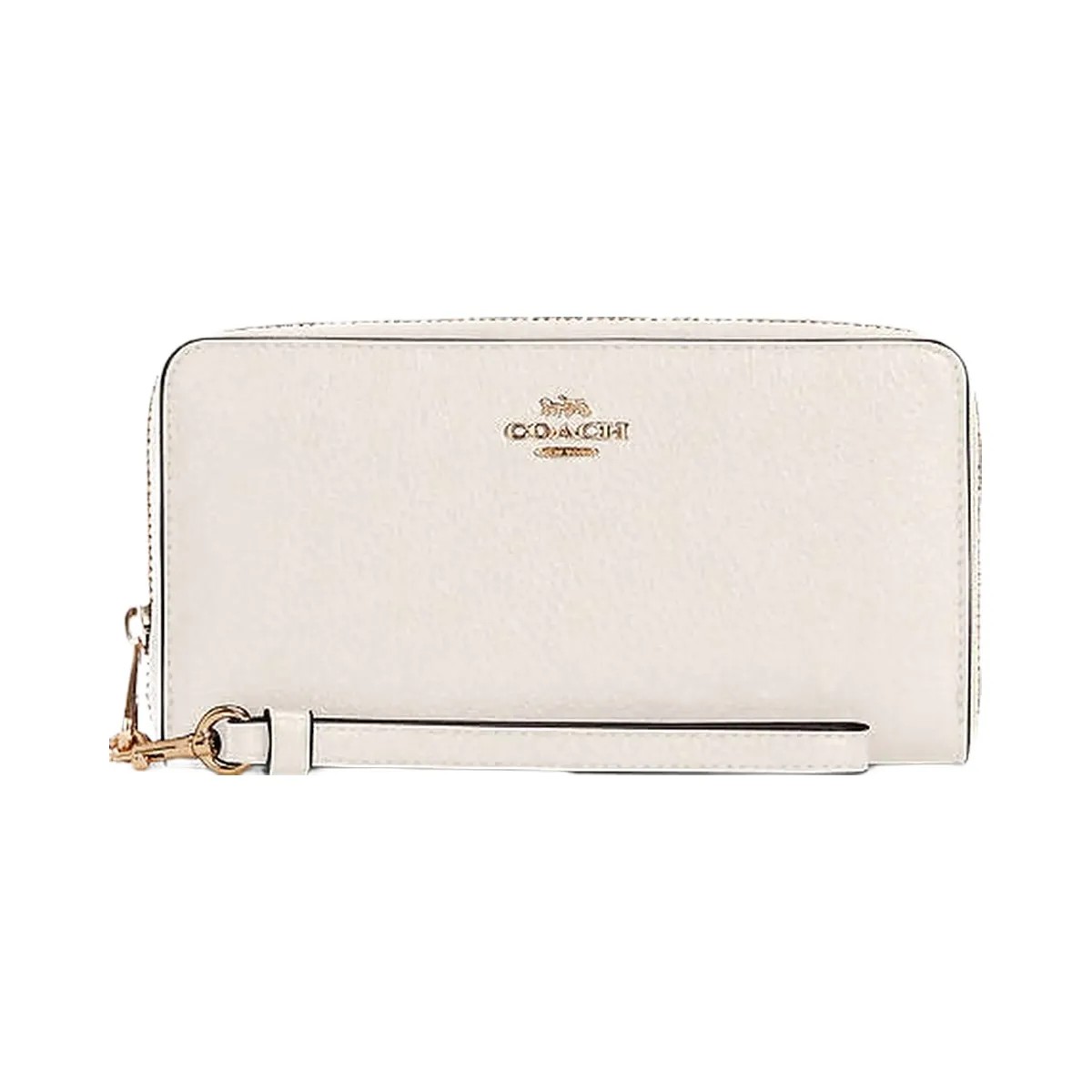 Coach Long Zip Around Wallet Pebbled Leather-Gold-Chalk - HypeFly India View 3