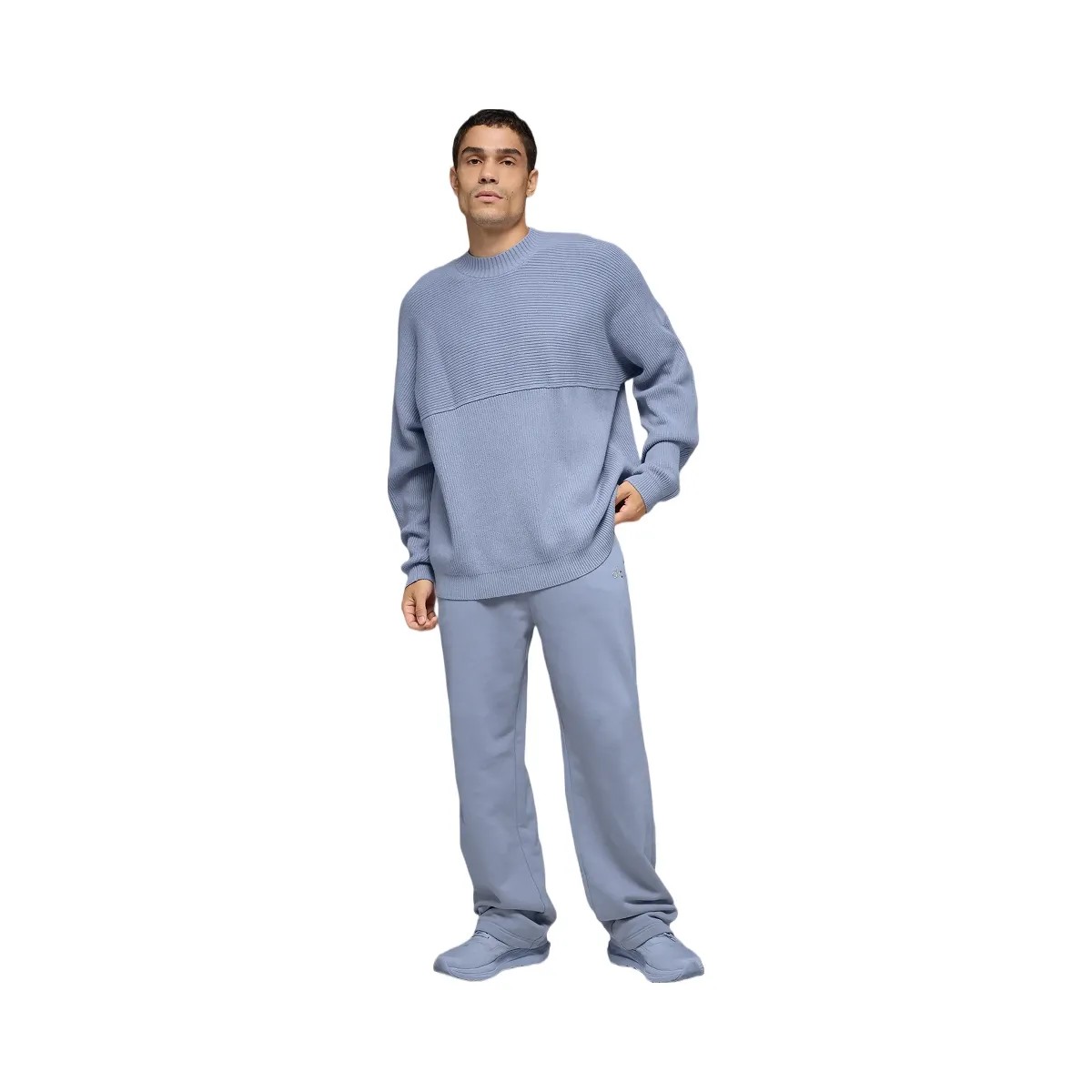 Alo Men's Domain Shift Rib Knit Sweater Crew - Winter Frost - HypeFly India View 3