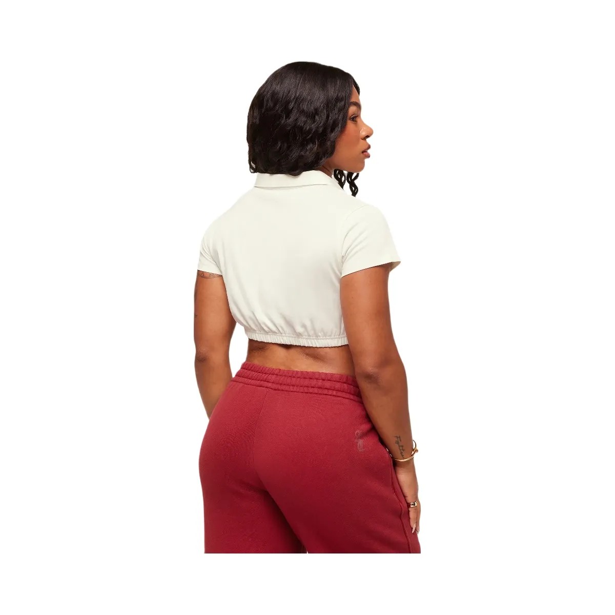 Gymshark x Analis Cropped Polo - Soft White - HypeFly India View 2