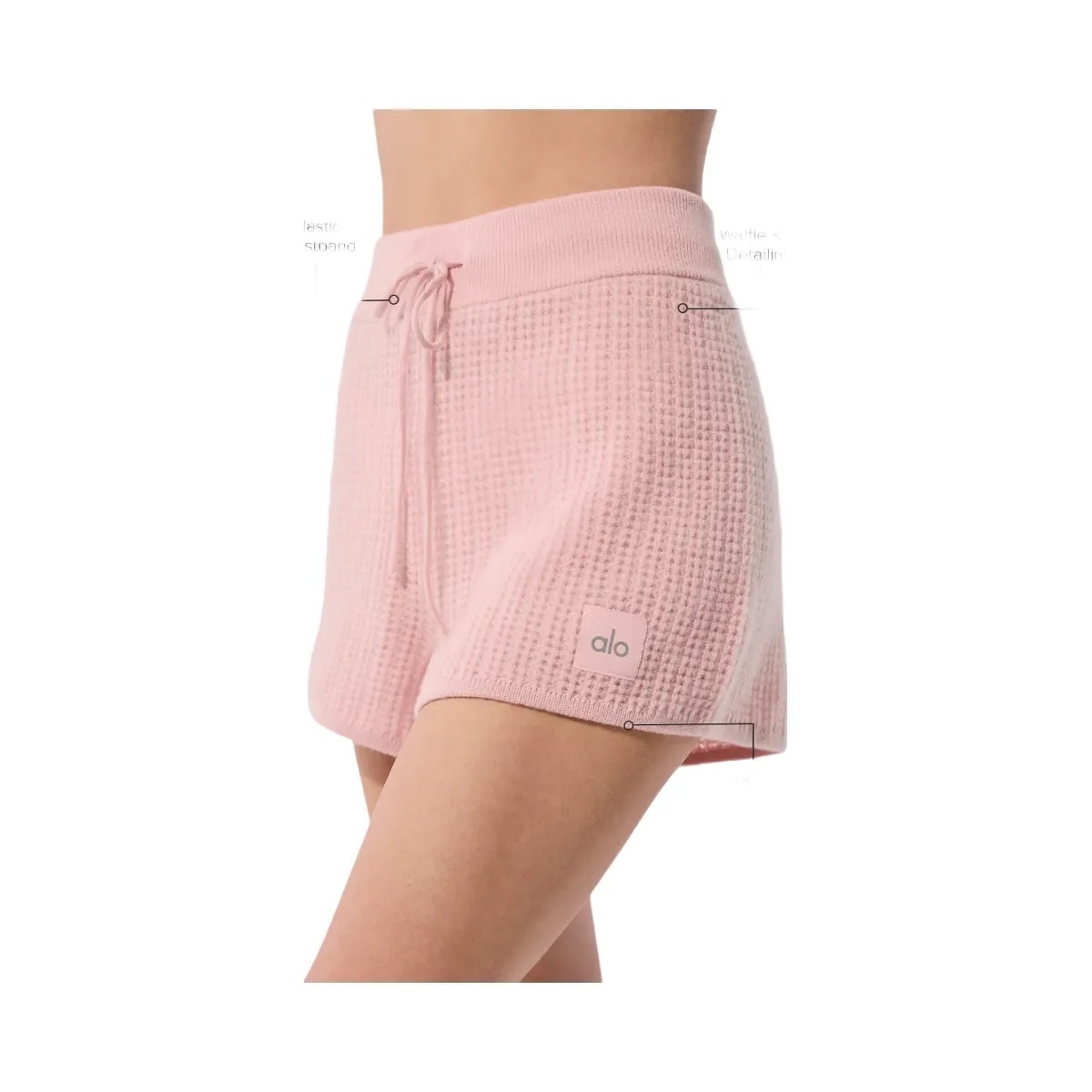 Alo Women's Cashmere High-Waist Plush Waffle Short - Pink Quartz - HypeFly India View 2