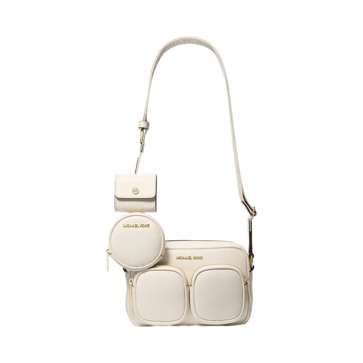 Michael Kors Jet Set Travel Medium Leather Messenger Bag Lt Cream - HypeFly India View 1