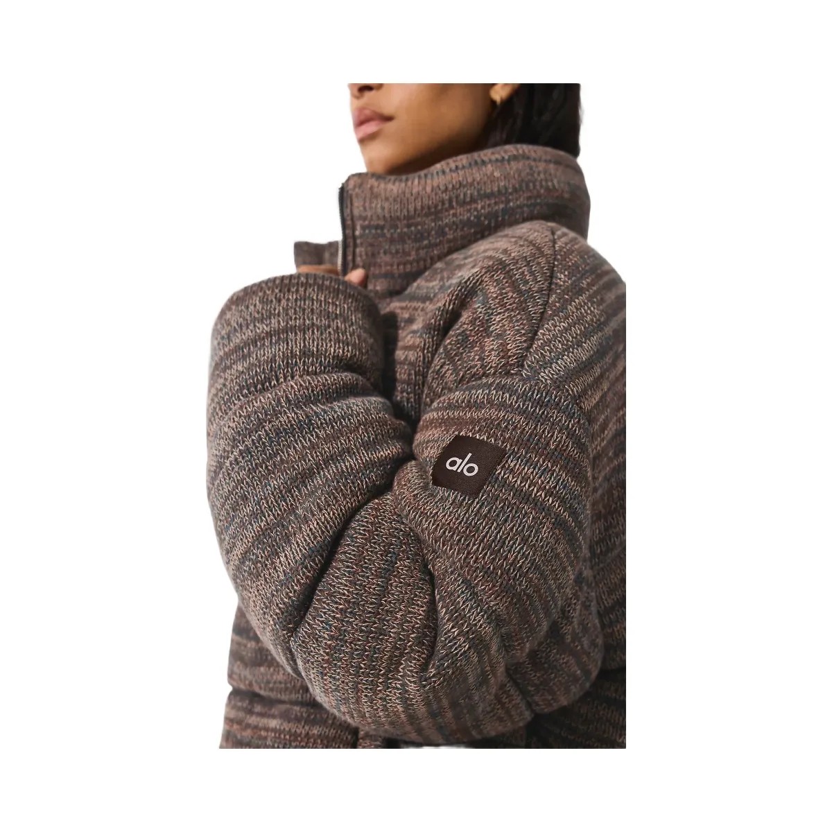 Alo Women's Stage Sweater Puffer - Brown Multi - HypeFly India View 3