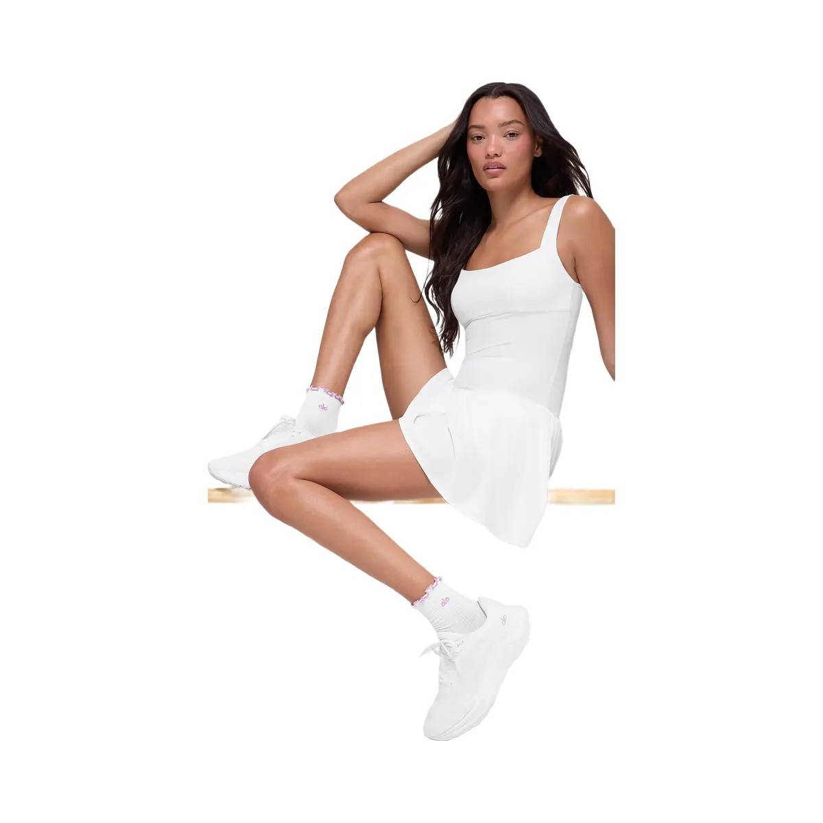 Alo Women's Lettuce Edge Sock - White/Candy Heart Pink - HypeFly India View 2