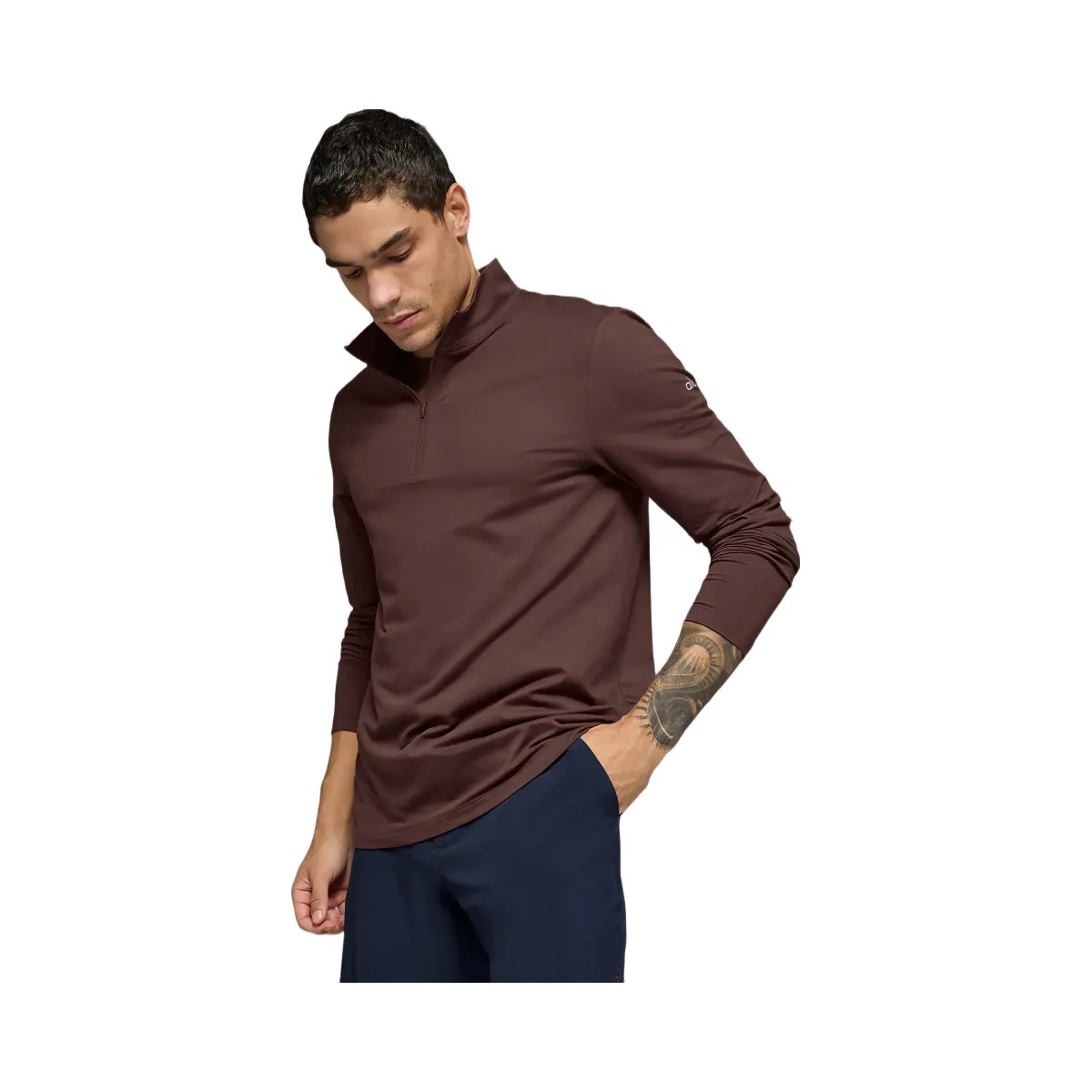 Alo Men's Conquer 1/4 Zip Reform Long Sleeve - Brownstone - HypeFly India View 2