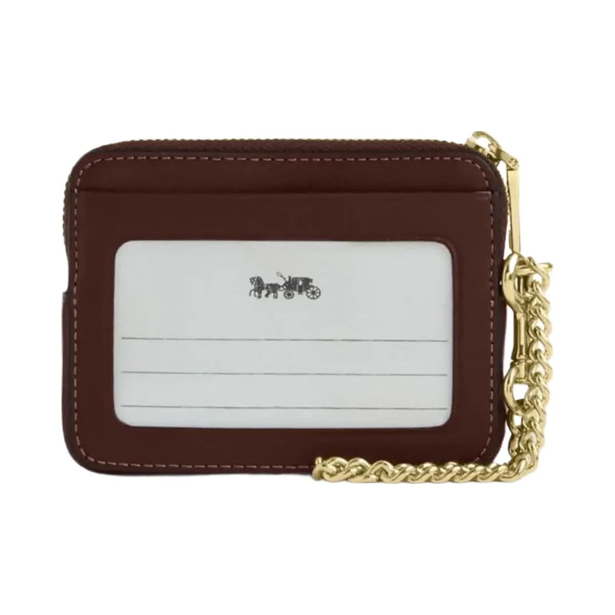 Coach Zip Card Case Calf Leather-Gold-Maple - HypeFly India View 1