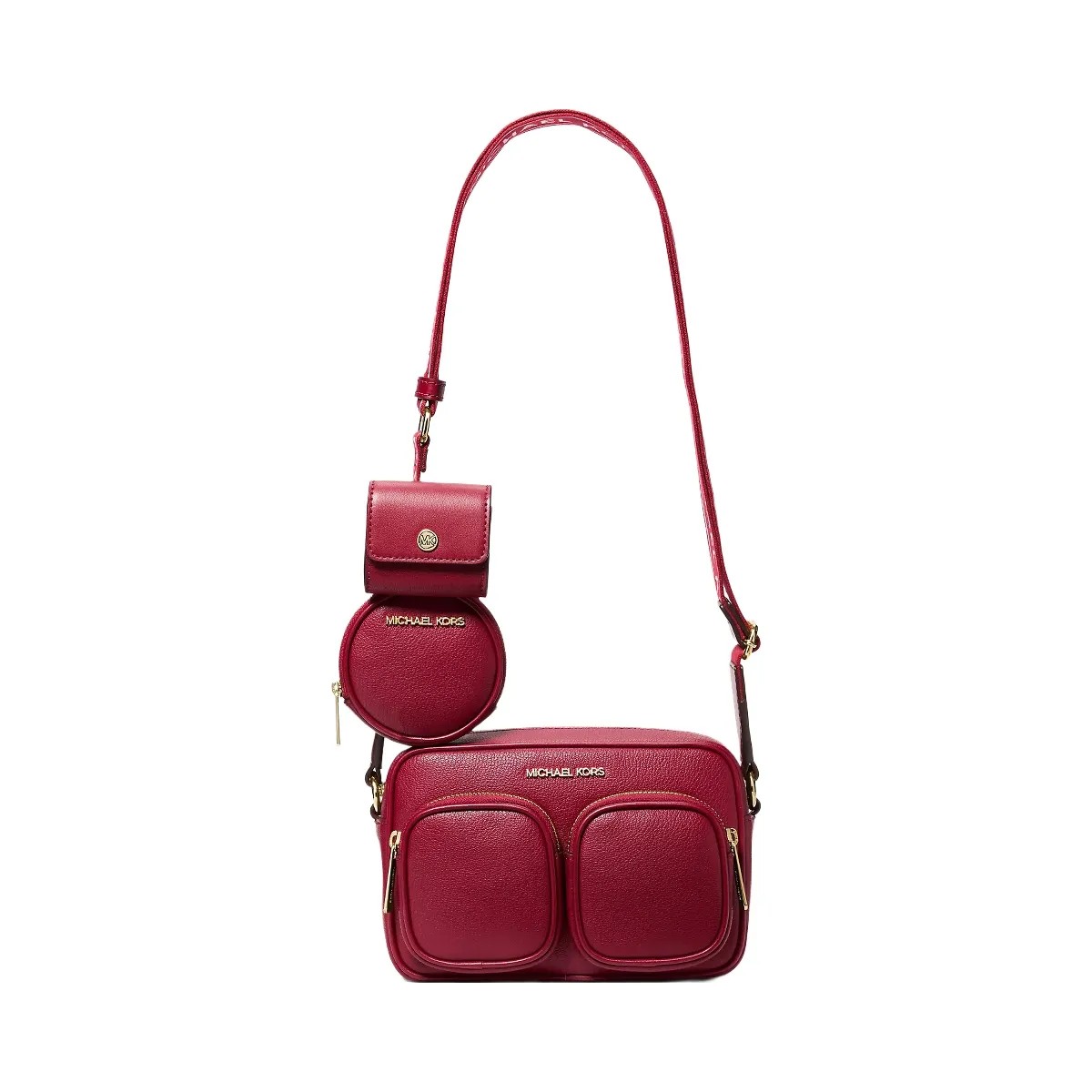 Michael Kors Jet Set Travel Medium Leather Messenger Bag Cherry - HypeFly India View 1