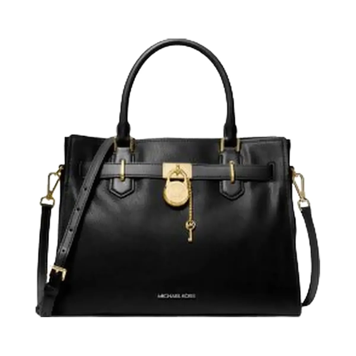Michael Kors Hamilton Medium Leather Satchel Black - HypeFly India View 1