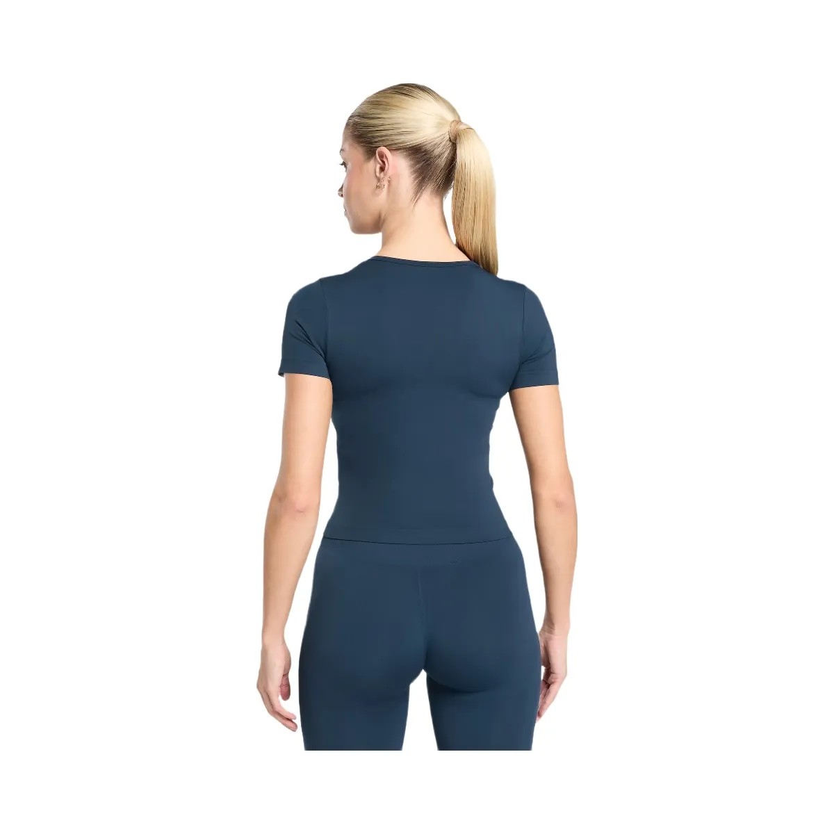 Gymshark Everyday Seamless Tight Fit Crew Neck Tee - Navy - HypeFly India View 2