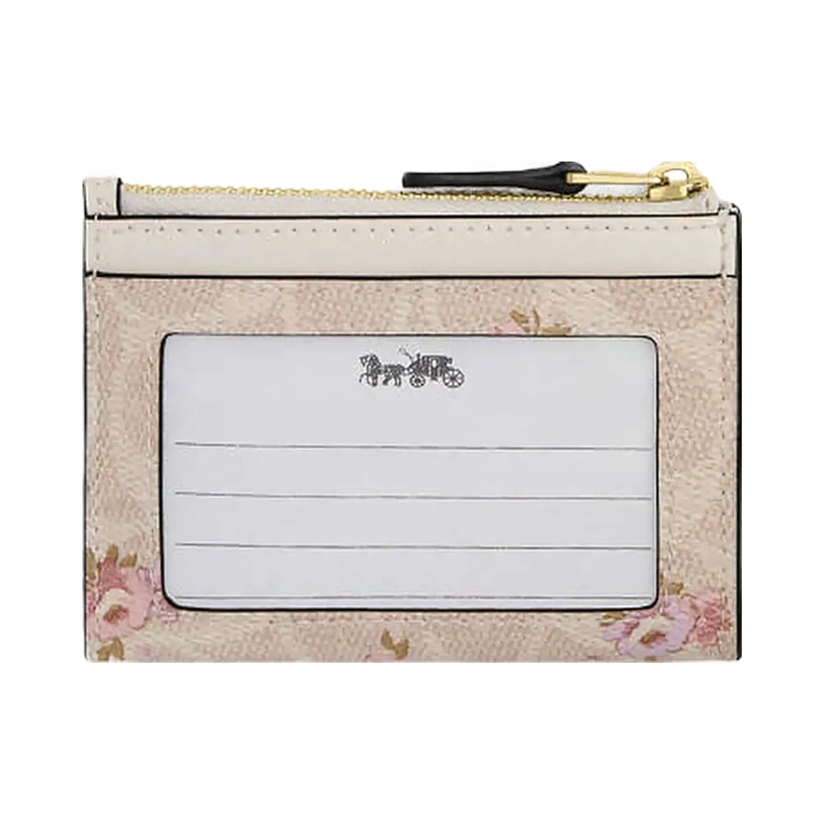 Coach Mini Skinny Id Case In Signature Canvas With Floral Print Gold-Sand Multi - HypeFly India View 2