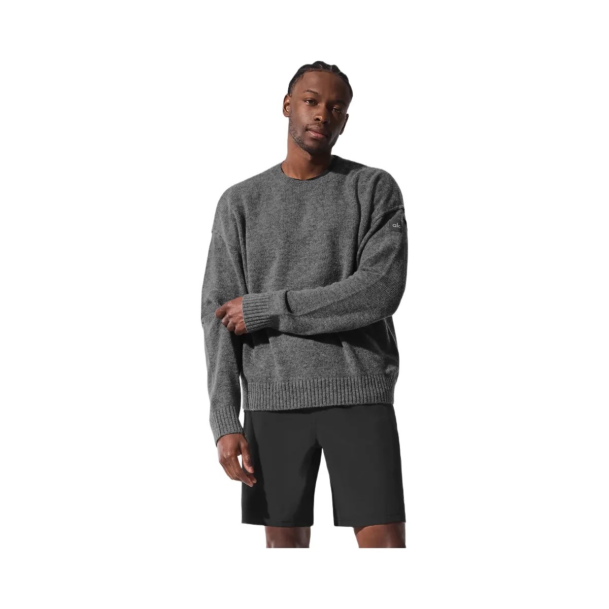 Alo Men's Unisex Wool Cashmere New Class Crewneck Sweater - Platinum Grey - HypeFly India View 1