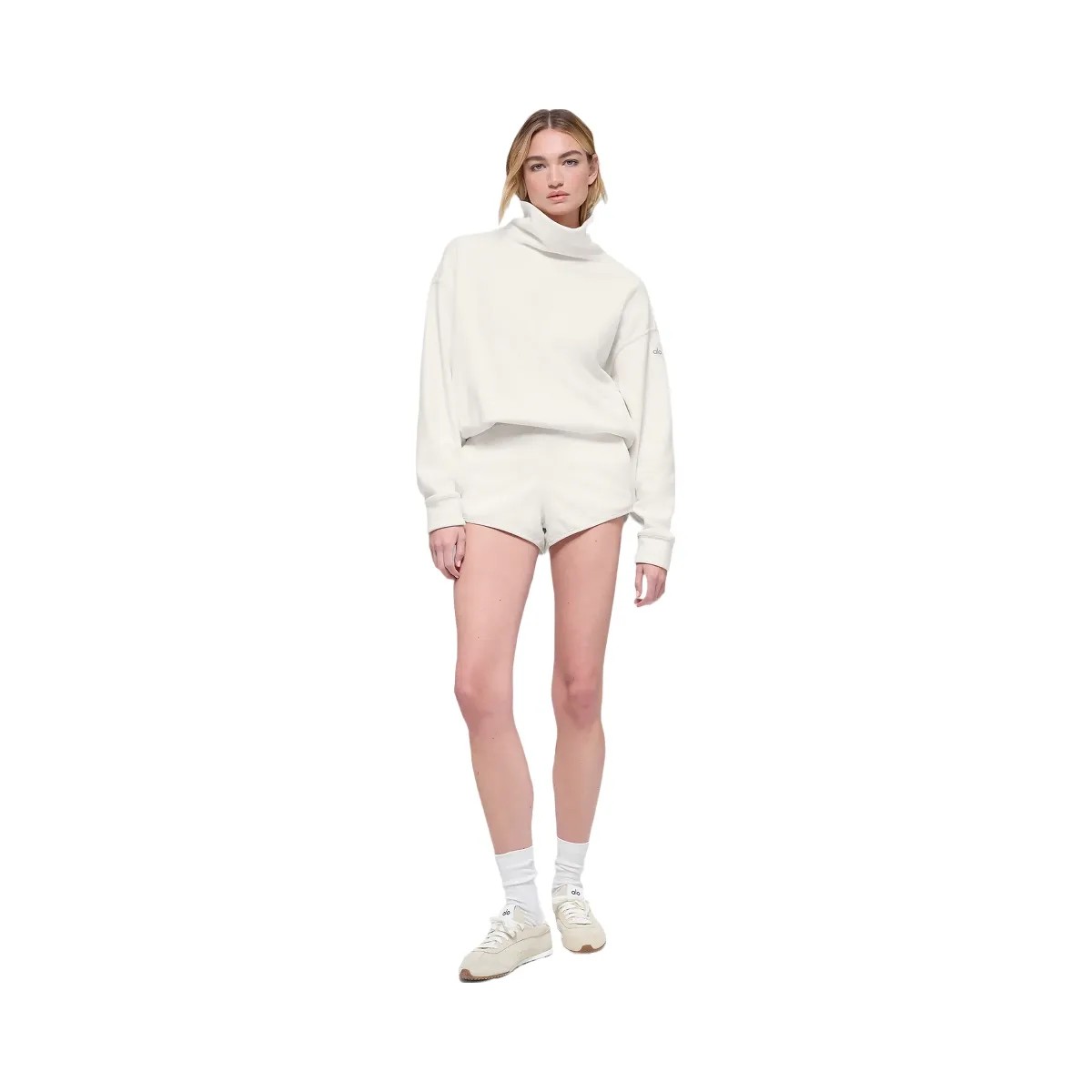 Alo Women's Polar Fleece Hazy Pullover - Ivory - HypeFly India View 5