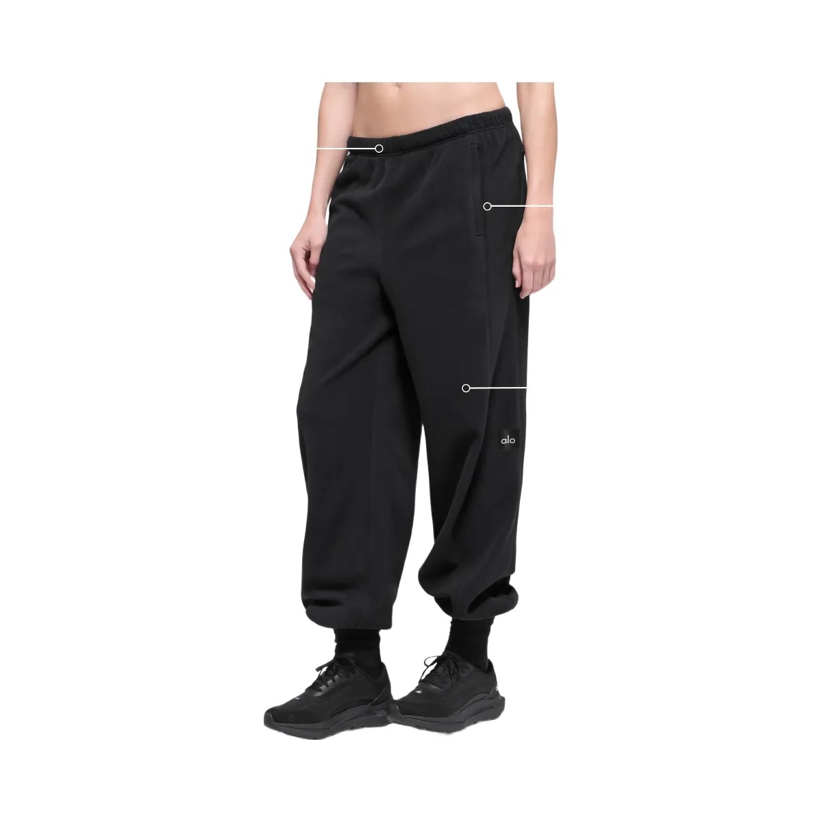 Alo Women's Polar Fleece High-Waist Retreat Jogger - Black - HypeFly India View 2