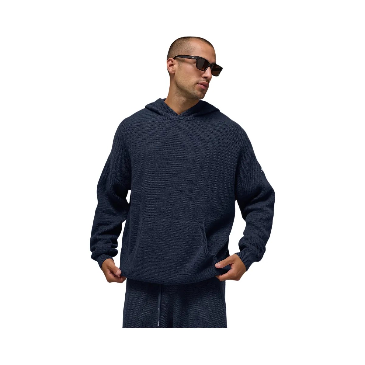 Alo Men's Sports Club Sweater Knit Hoodie - Navy - HypeFly India View 1