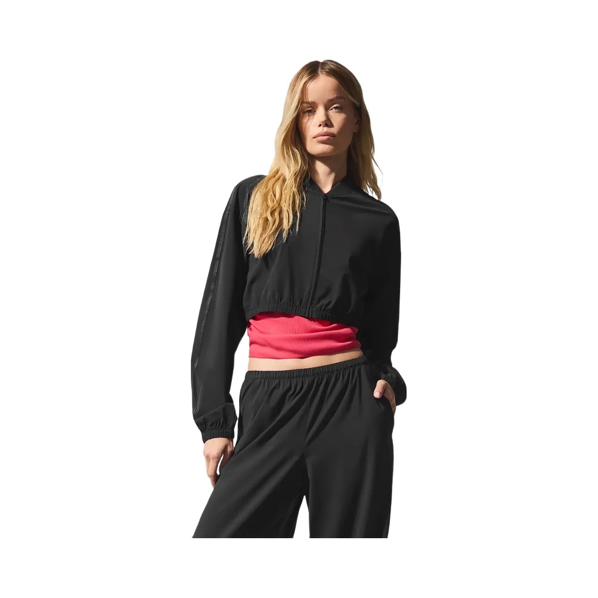 Alo Women's Cropped Breezy Full-Zip Cover Up - Black - HypeFly India View 4