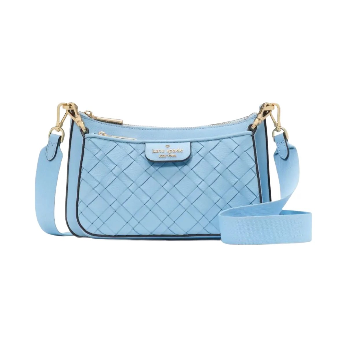 Kate Spade Duet Woven Leather Crossbody Montauk Blue - HypeFly India View 6