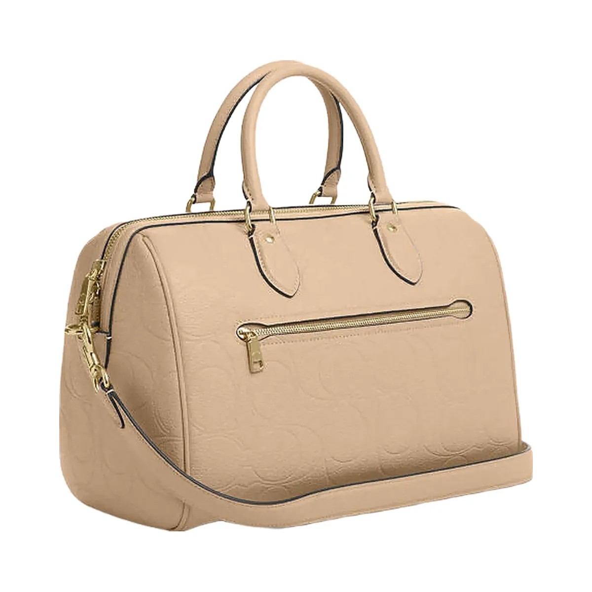 Coach Rowan Large Satchel Bag In Signature Leather Pebbled Leather-Im-Oat - HypeFly India View 2