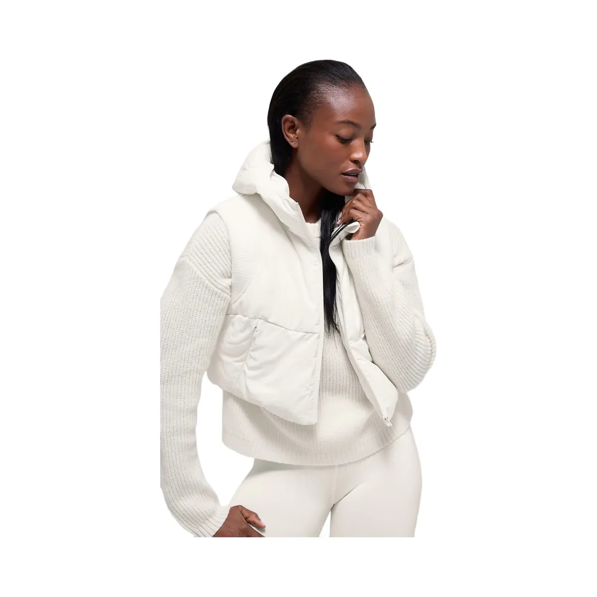 Alo Women's Fast Lane Puffer Vest - Ivory - HypeFly India View 5