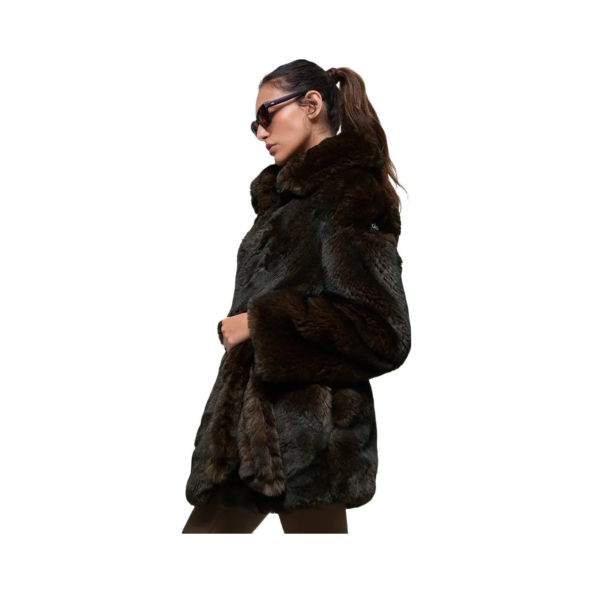 Alo Women's Faux Fur Starstruck Coat - Midnight Brown/Black - HypeFly India View 4