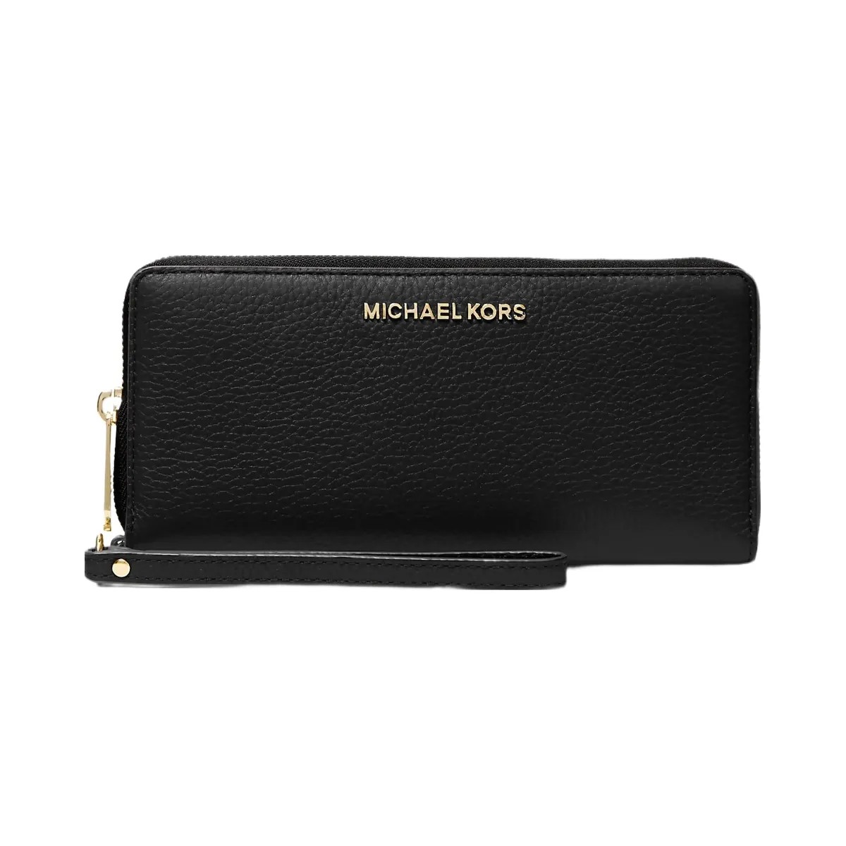 Michael Kors Jet Set Travel Large Pebbled Leather Wristlet Black - HypeFly India View 1