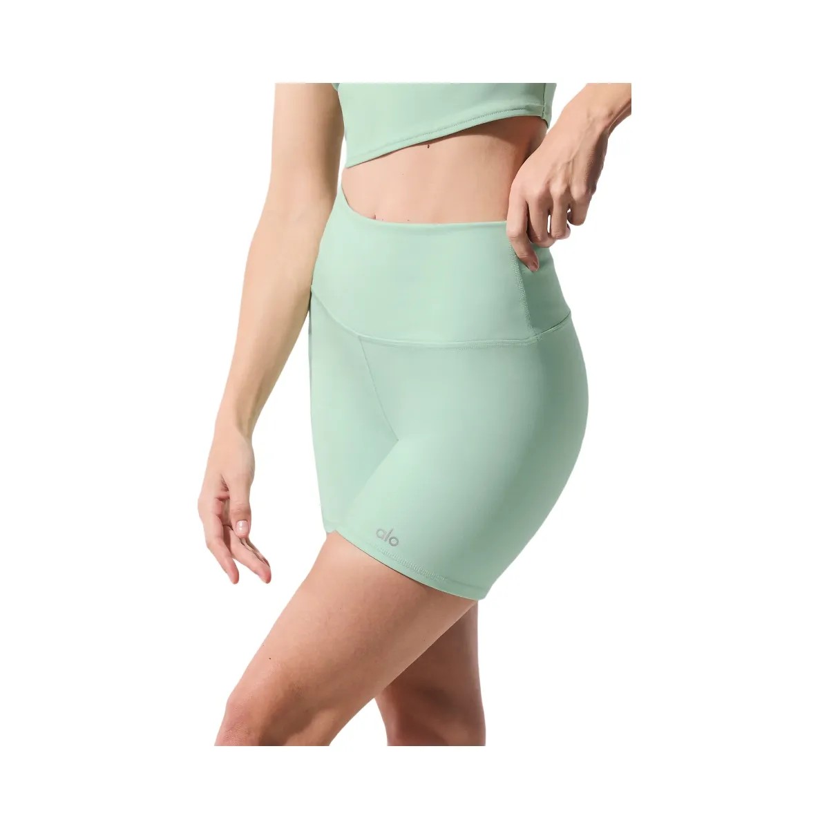Alo Women's 5" Airbrush High-Waist Biker Short - Spearmint - HypeFly India View 1