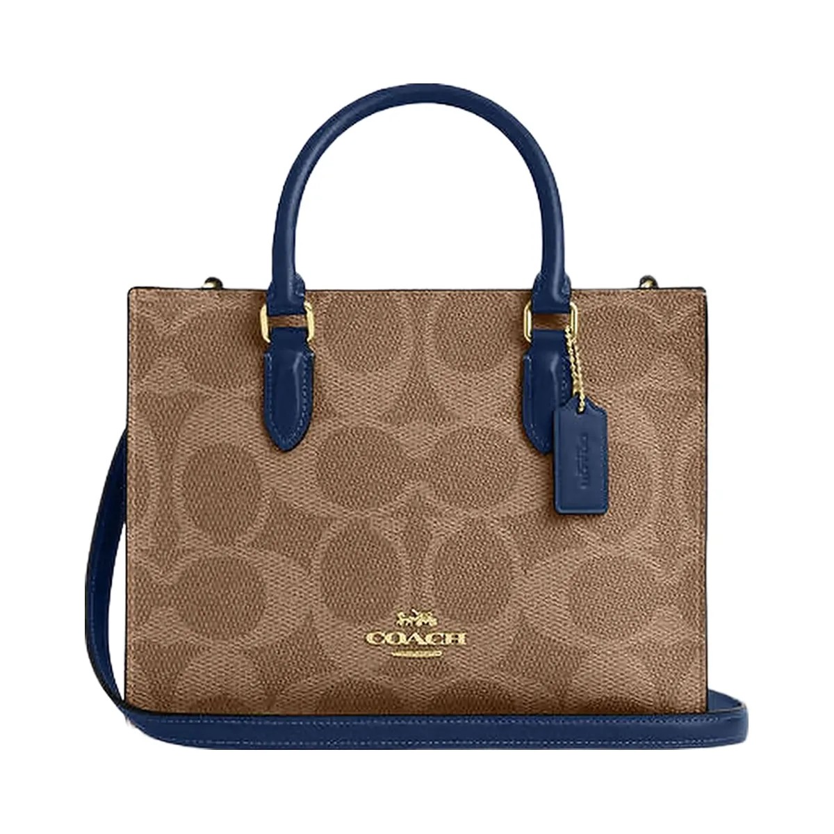 Coach Maggie Small Tote Bag In Signature Canvas Im-Tan-Deep Blue - HypeFly India View 1