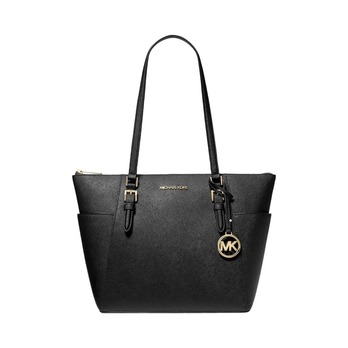 Michael Kors Charlotte Large Saffiano Leather Top-Zip Tote Bag Black - HypeFly India View 1