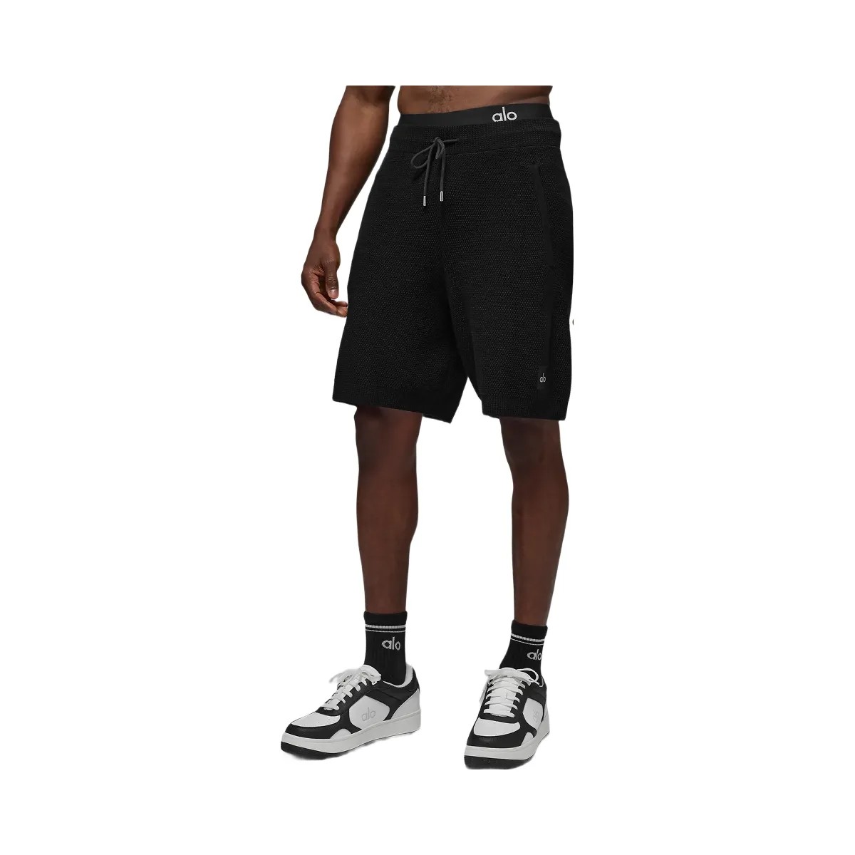 Alo Men's 7" Sports Club Sweater Knit Short - Black - HypeFly India View 3