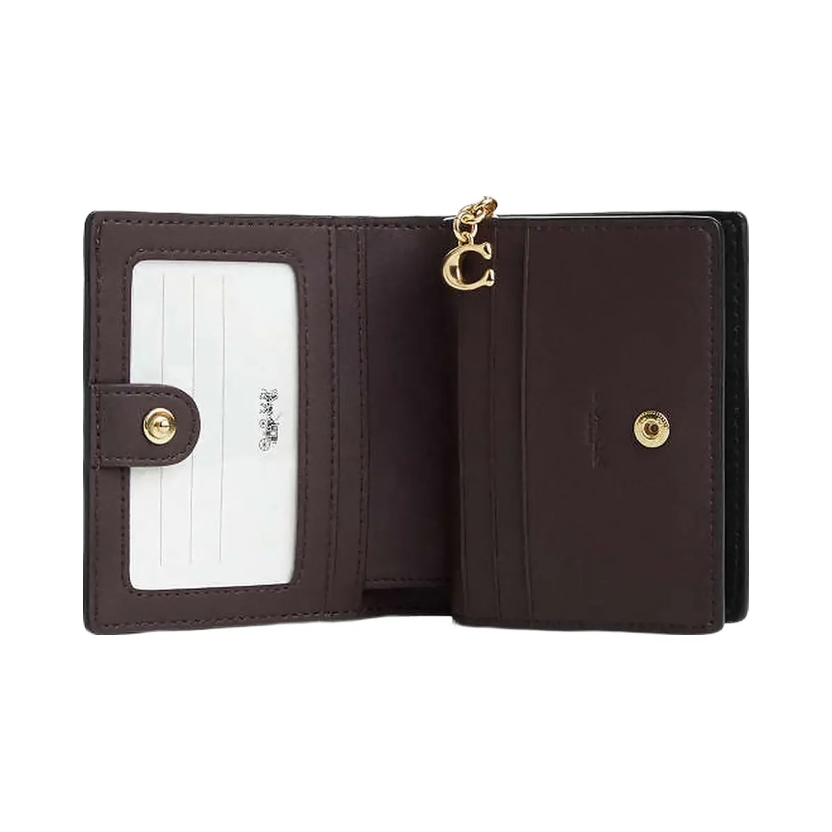 Coach Snap Wallet In Signature Canvas Signature Canvas-Gold-Walnut-Black - HypeFly India View 1