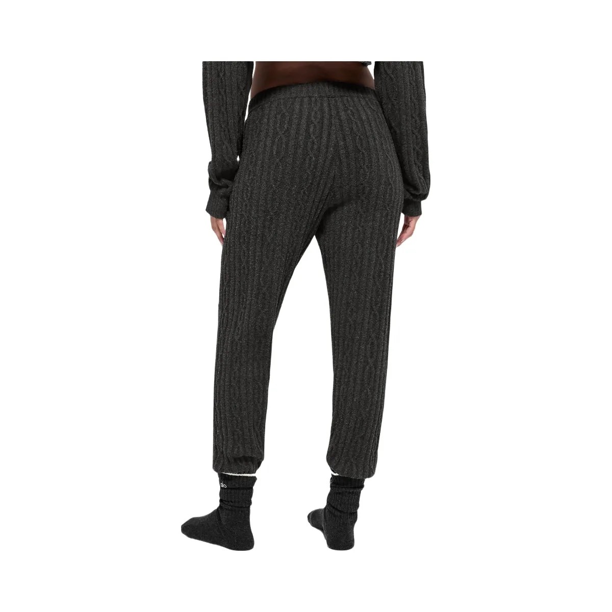 Alo Women's Cable Knit Winter Bliss Pant - Dark Heather Grey - HypeFly India View 3