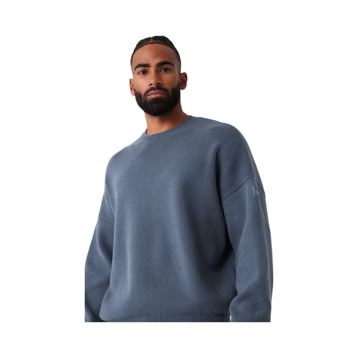 Alo Men's Scholar Crew Neck Sweater - Bluestone - HypeFly India View 3