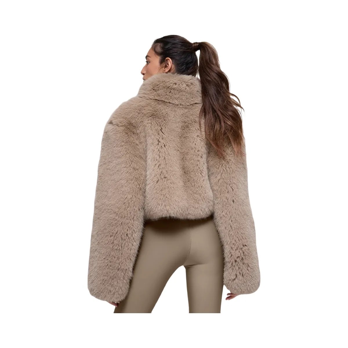 Alo Women's Opulent Faux Fur Cropped Jacket - Oat - HypeFly India View 3