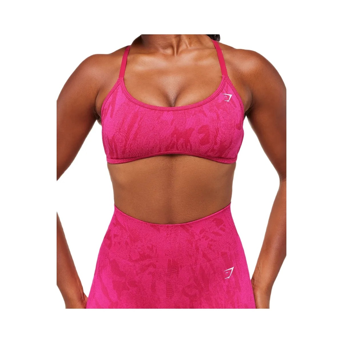 Gymshark Adapt Camo Cross Back Sports Bra - Build Pink/Energy Pink - HypeFly India View 5