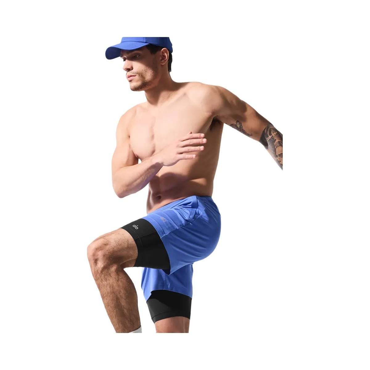 Alo Men's Conquer React 2-In-1 Performance Short - Marathon Blue/Black - HypeFly India View 5