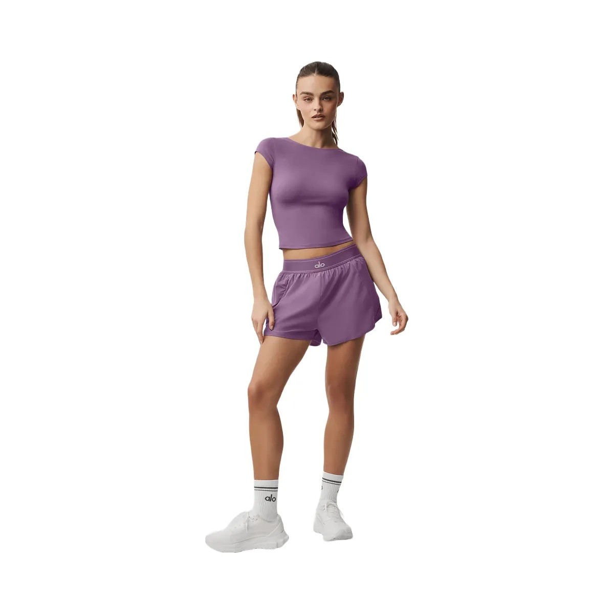 Alo Women's soft Back For More Tee - Plum Kiss - HypeFly India View 4