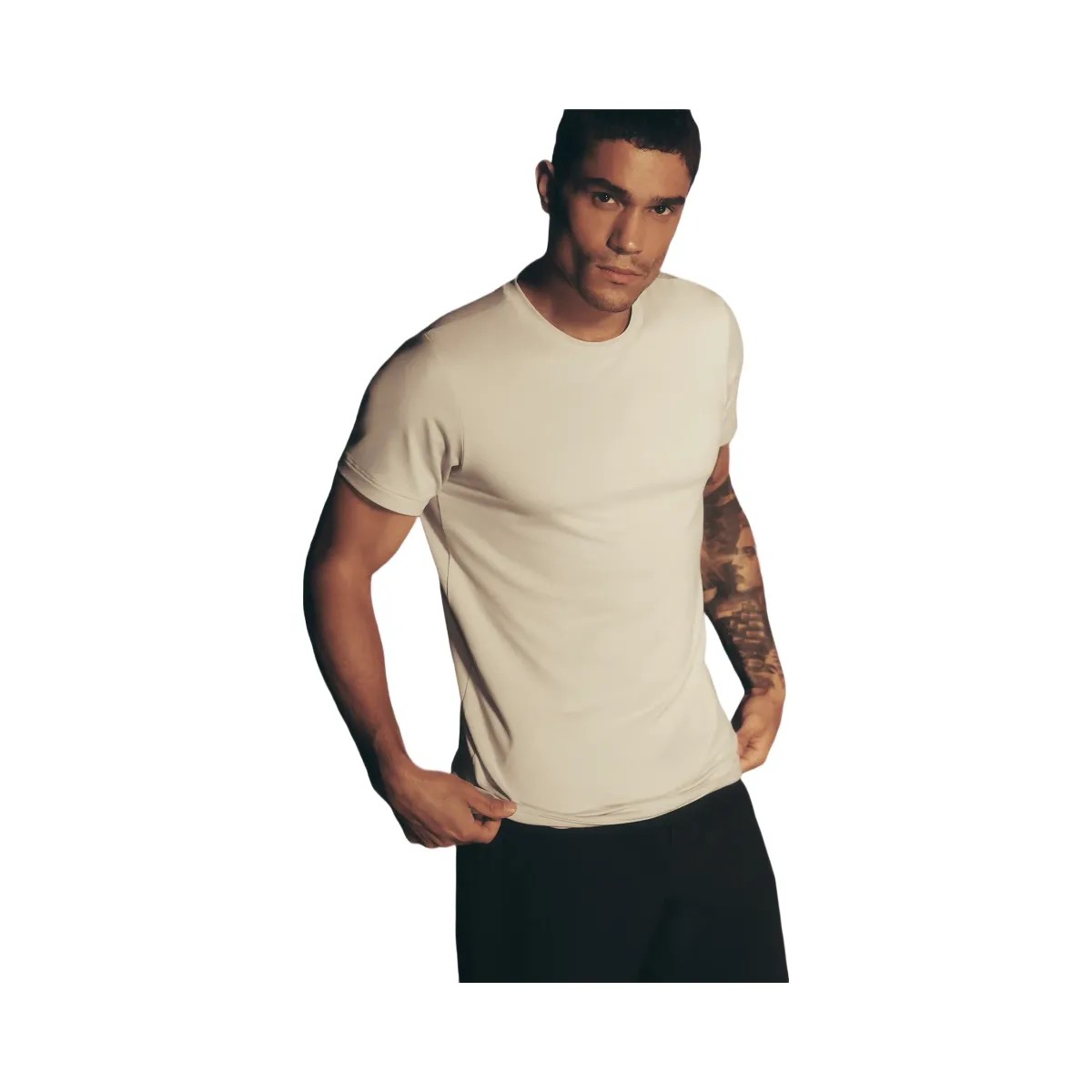 Alo Men's Conquer Reform Crewneck Short Sleeve - Bone - HypeFly India View 1