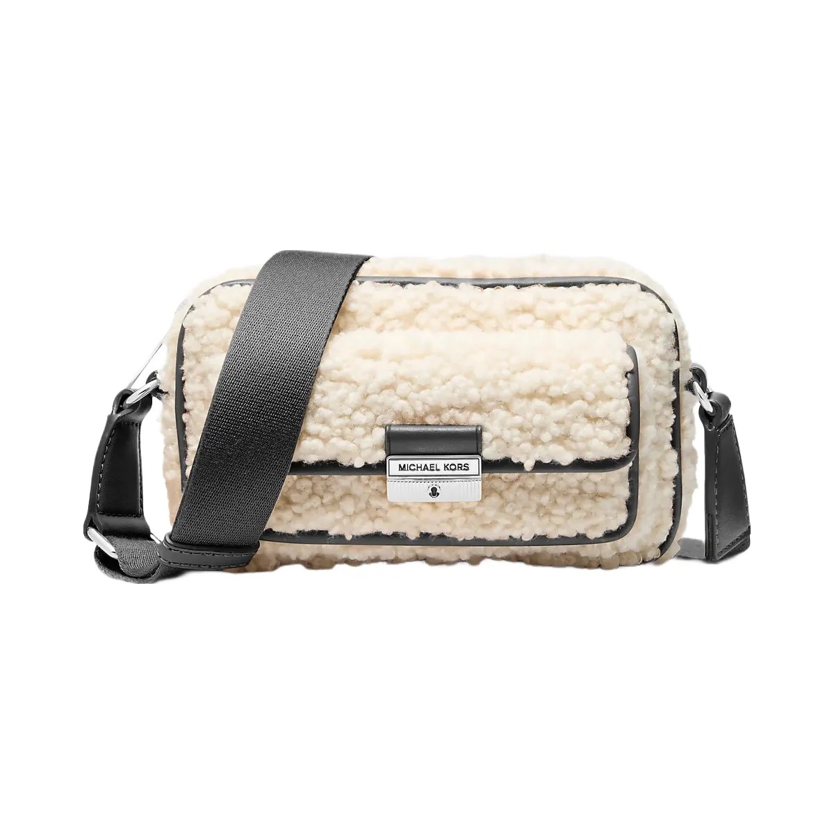 Michael Kors Bradshaw Extra-Small Faux Shearling Camera Crossbody Bag Black - HypeFly India View 1