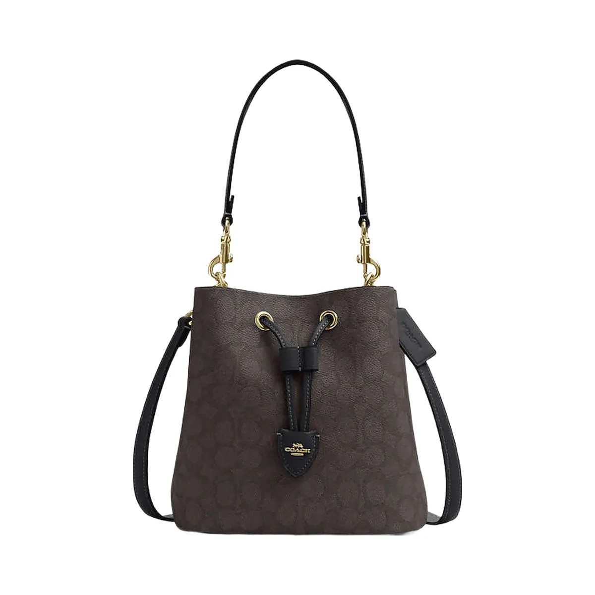 Coach Rowan Bucket Bag In Signature Canvas Signature Canvas-Gold-Walnut-Black - HypeFly India View 4