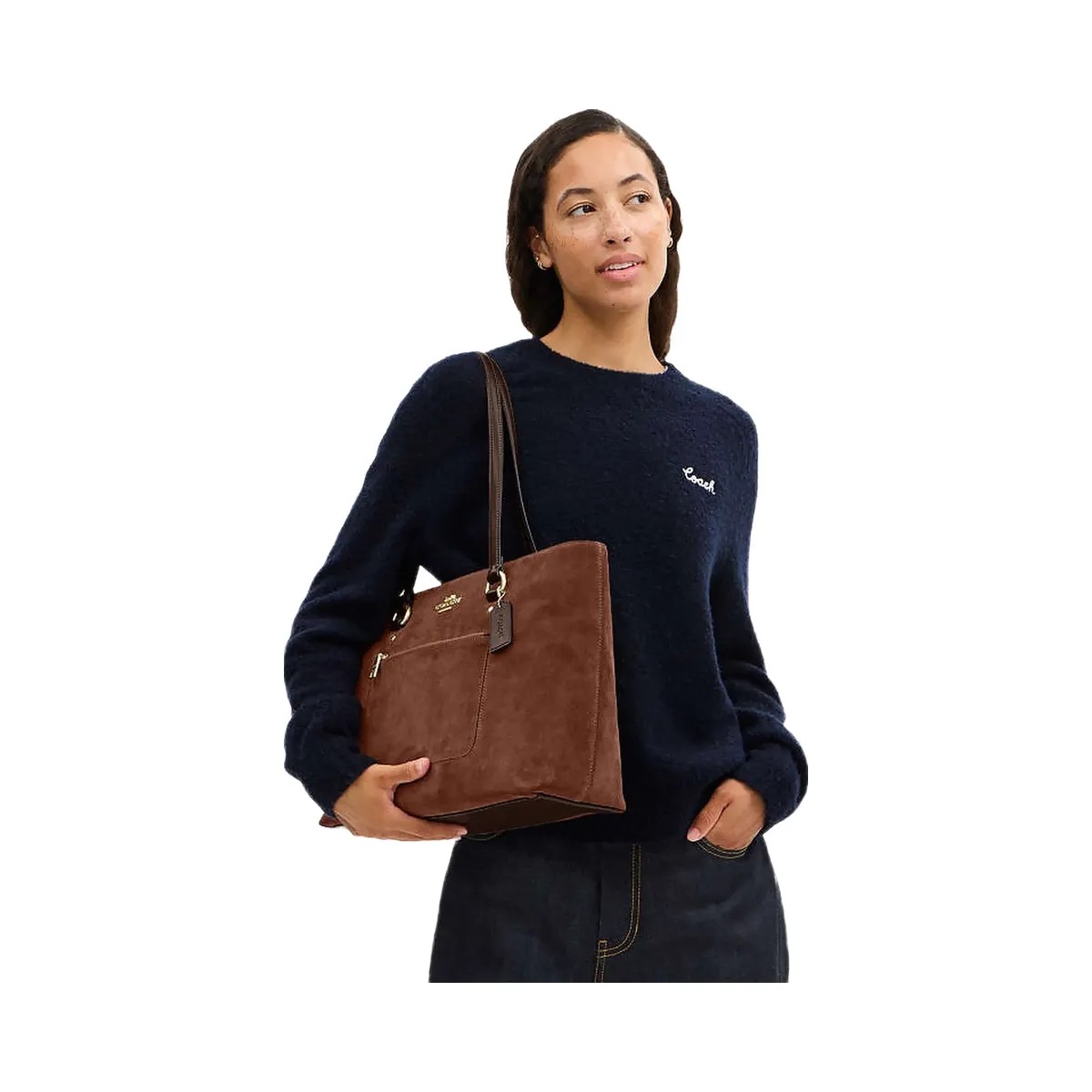 Coach Station Tote Bag Suede-Im-Vintage Brown - HypeFly India View 2