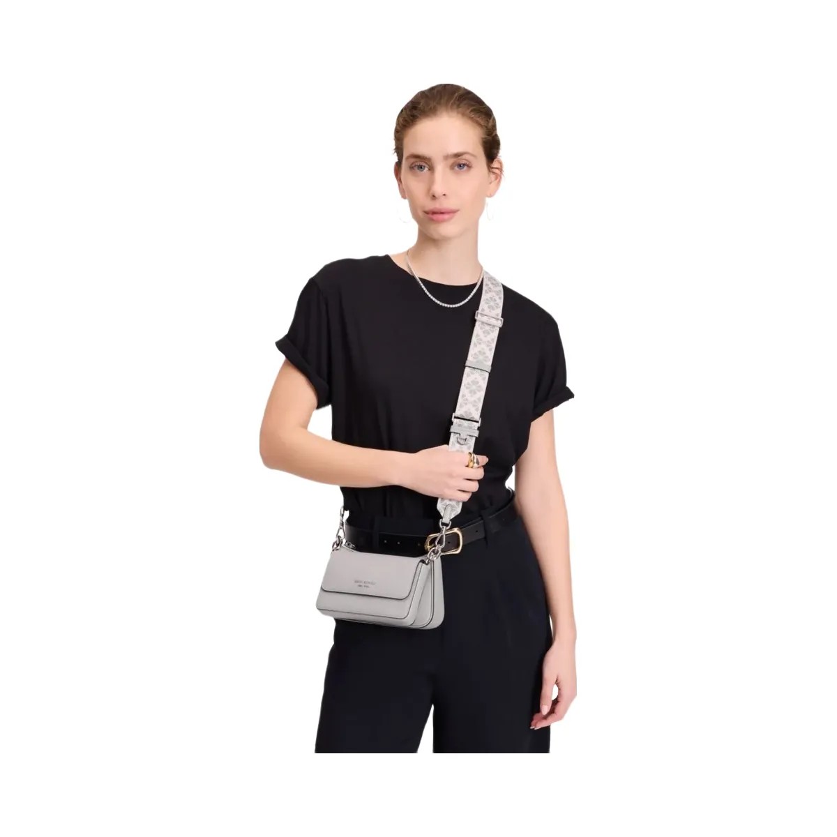 Kate Spade Double Up Webbed Strap Crossbody Nimbus Grey - HypeFly India View 2