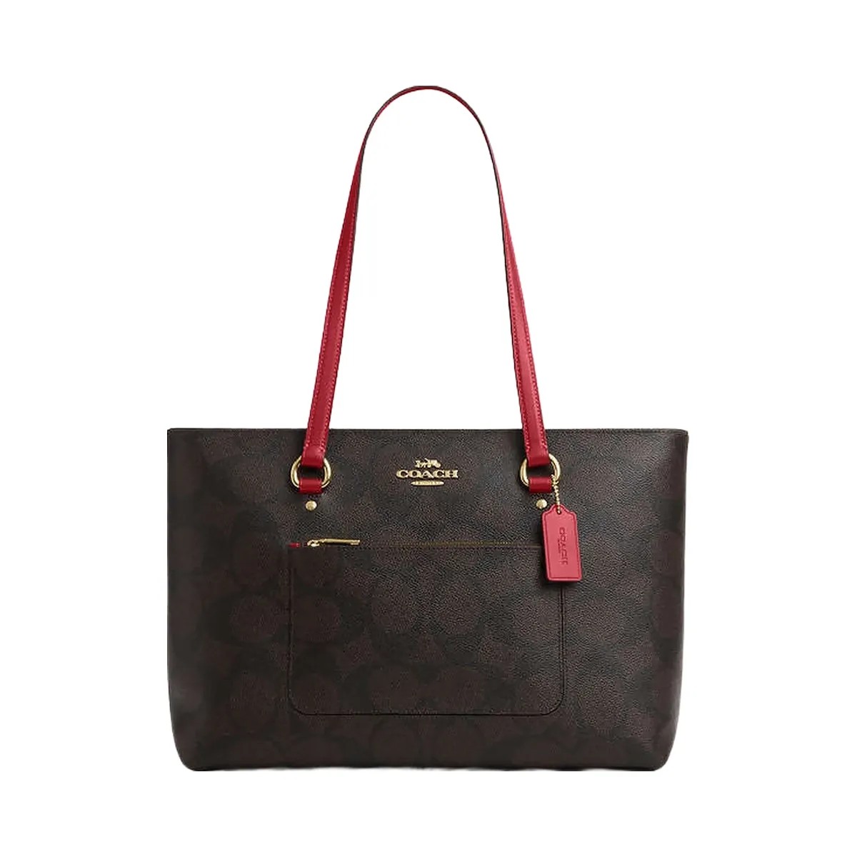 Coach Station Tote Bag In Maxi Signature Canvas Signature Canvas-Im-Walnut-True Red - HypeFly India View 1