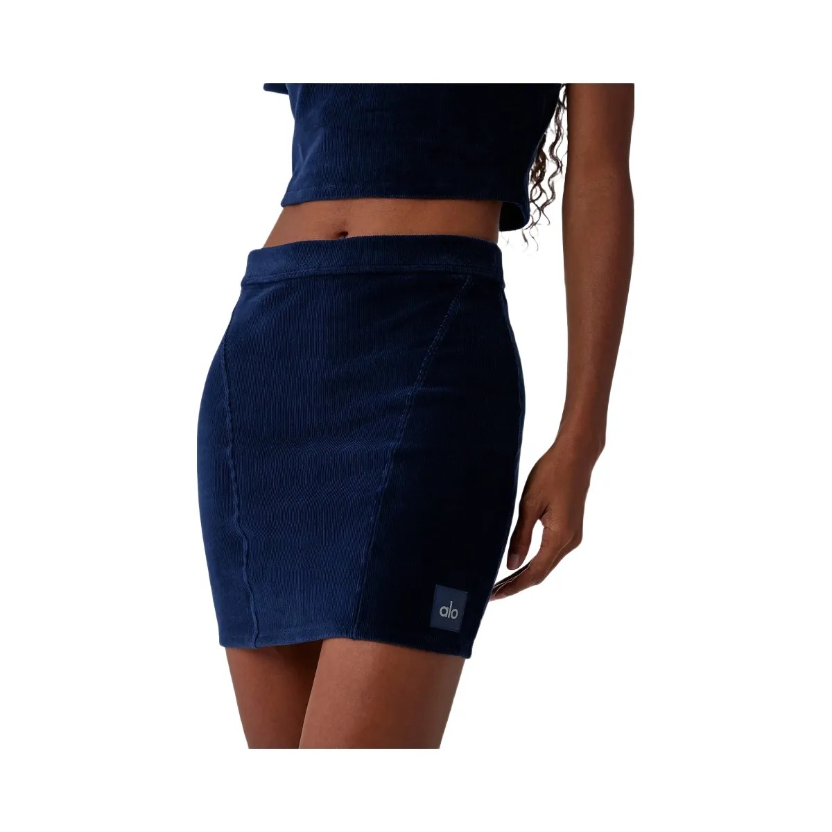 Alo Women's Micro Corduroy Winter Break Mini Skirt - Navy - HypeFly India View 4