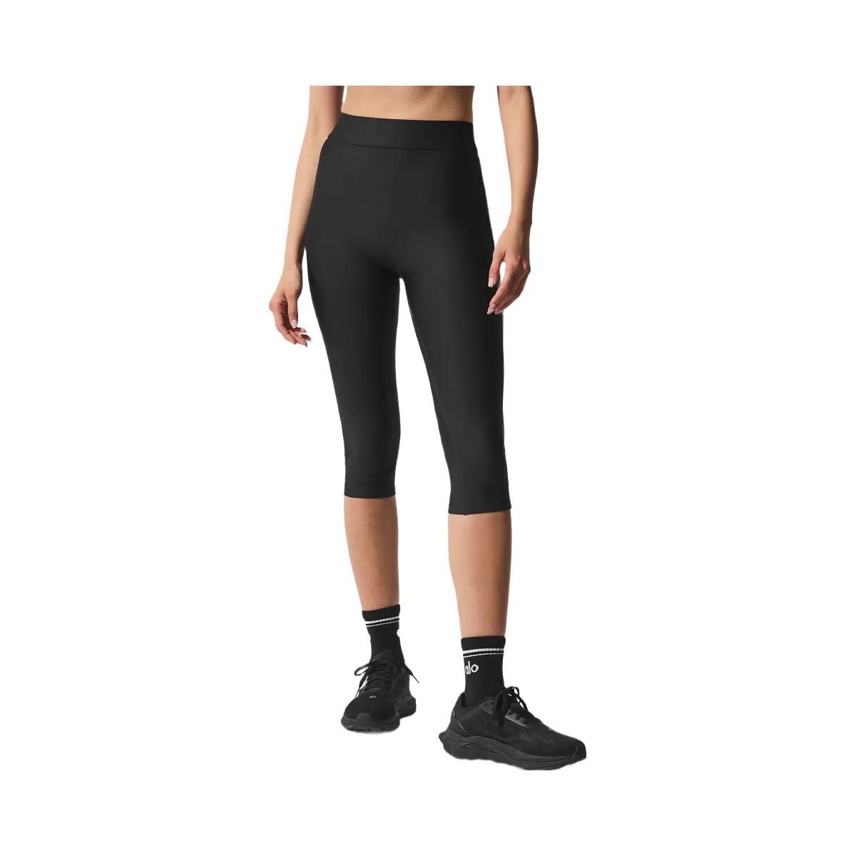 Alo Women's Airlift Mesh High-Waist Just Right Capri - Black - HypeFly India View 1