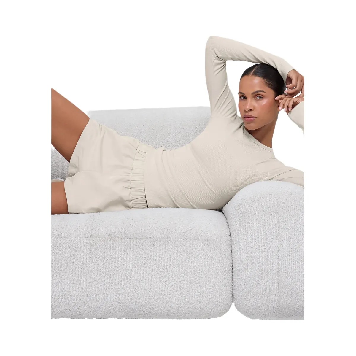 Alo Women's High-Waist Socialite Short - Bone - HypeFly India View 4