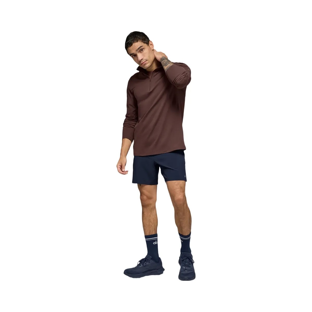 Alo Men's Conquer 1/4 Zip Reform Long Sleeve - Brownstone - HypeFly India View 1