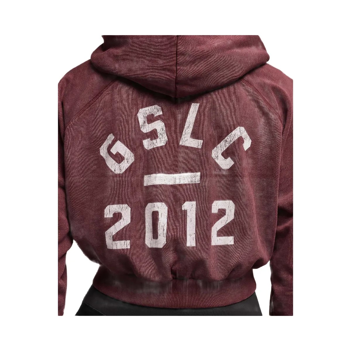 Gymshark Lifting Club 2012 Graphic Cropped Hoodie - Rich Maroon/Wash - HypeFly India View 5