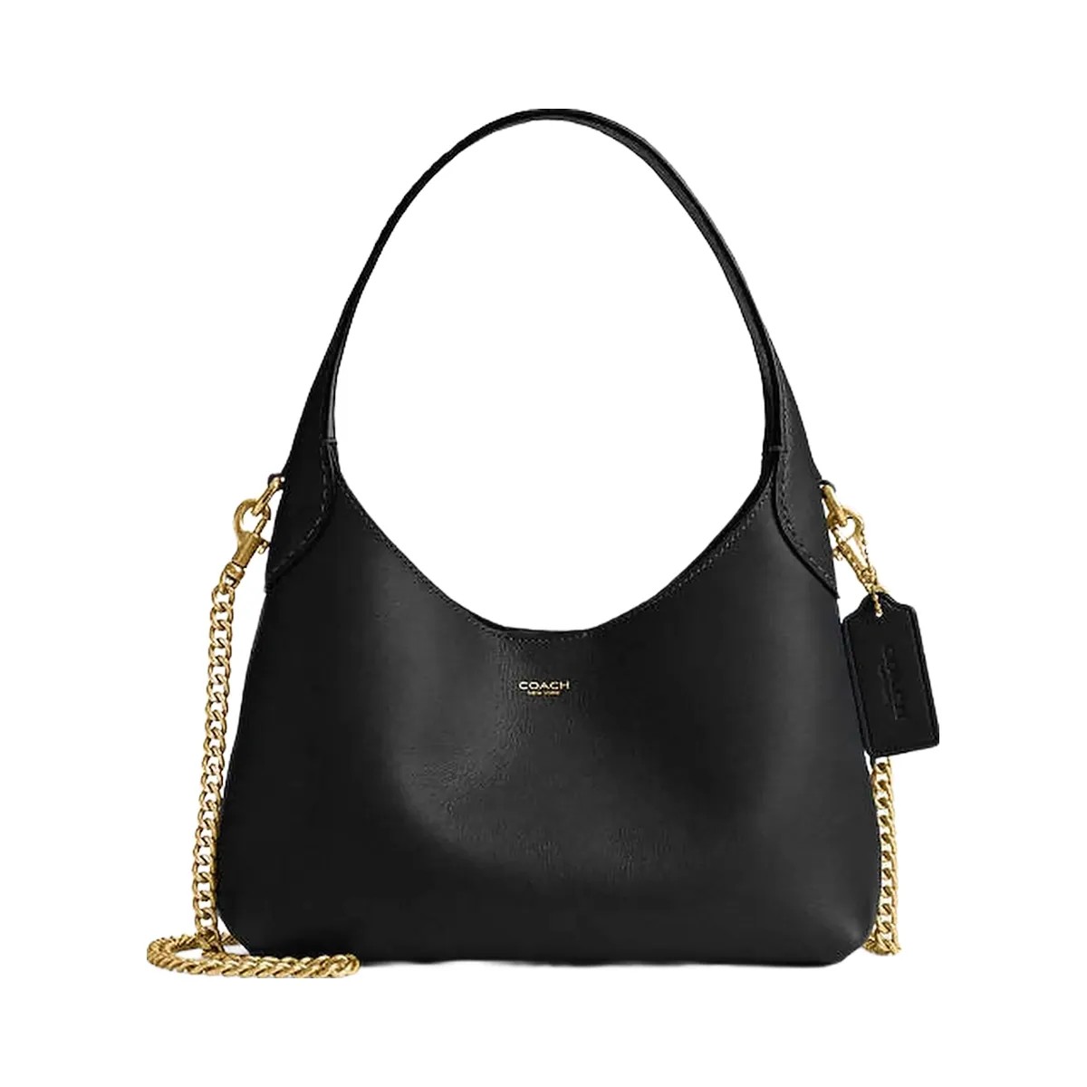 Coach Brooklyn Shoulder Bag 23 Natural Grain Leather-Brass-Black - HypeFly India View 1